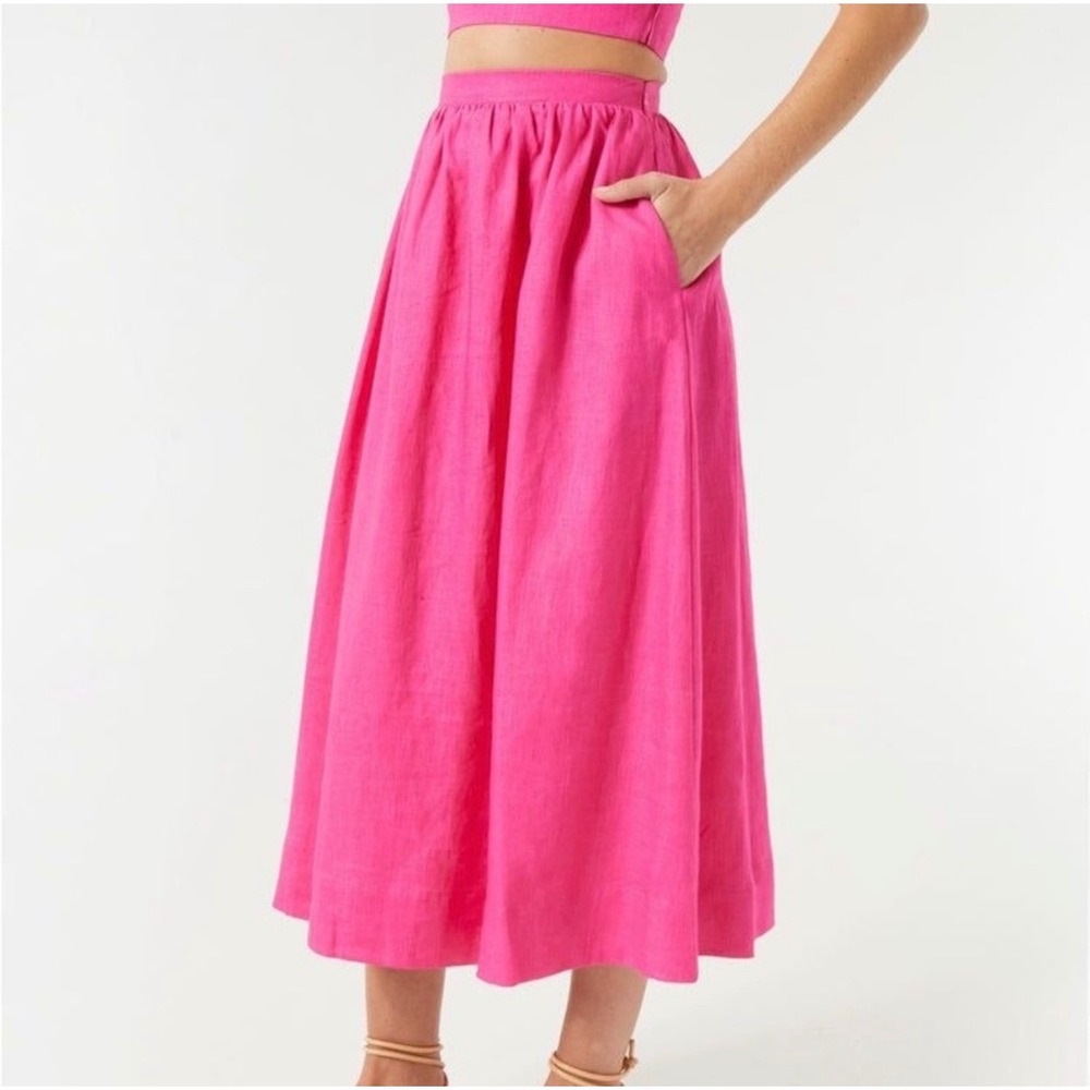 J15 NWT *ARCHIVE* RHODE Aaron Skirt in Hot Pink Stretch Waist Side Pockets - Picture 2 of 8